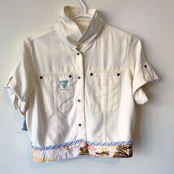 NEW! Guess ECO Cargo Denim Jacket Cream Color, Size S - Picture 14 of 16
